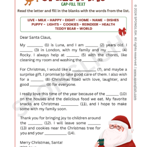 christmas worksheet reading comprehension