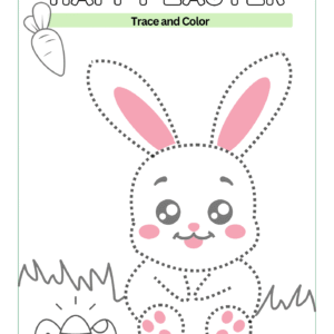 Happy Easter worksheet trace and color