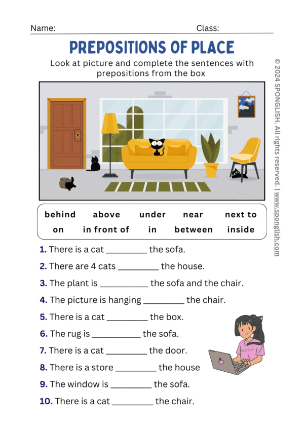 preposition of place worksheet