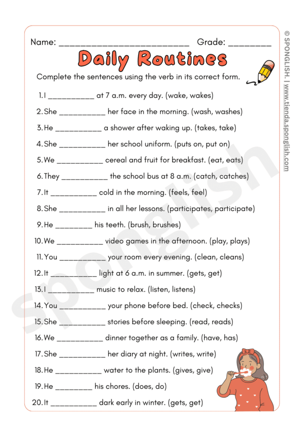daily routine en inglés