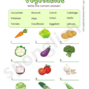 vegetables worksheet