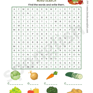 vegetables word search