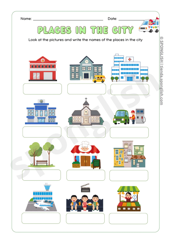 lugares de la ciudad en inglés