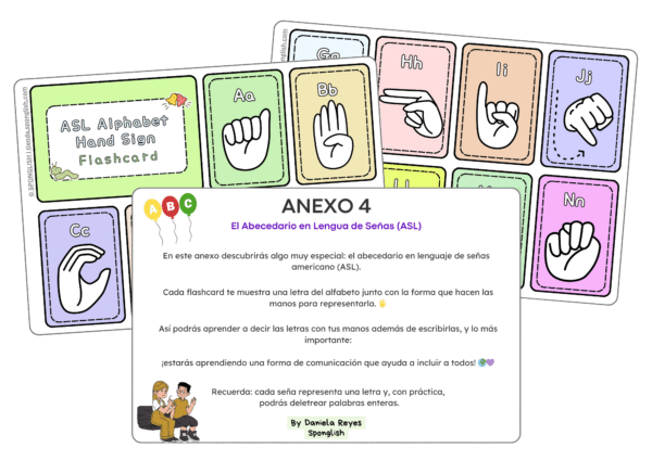 flashcards lenguaje de señas inglés