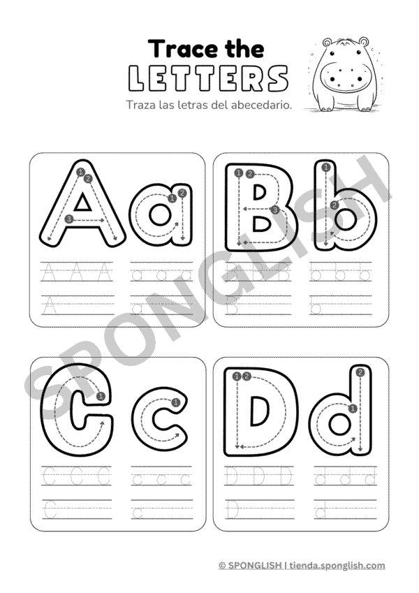 trazar letras del alfabeto en inglés