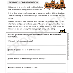 halloween reading comprehension