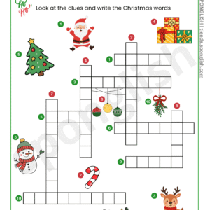 Christmas crossword worksheet