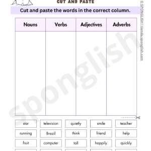 parts of speech cut and paste