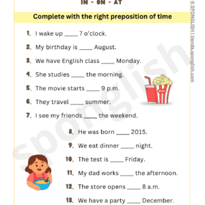 prepositions of time in on at