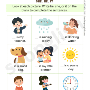pronombres de sujeto she he it actividad