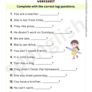 tag questions worksheet
