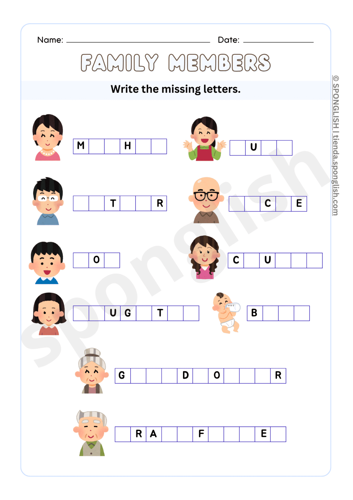 family members missing letters