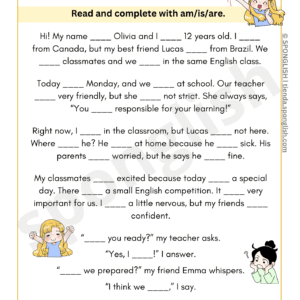 Verb to be reading comprehension worksheet
