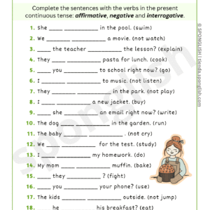 present continuous worksheet