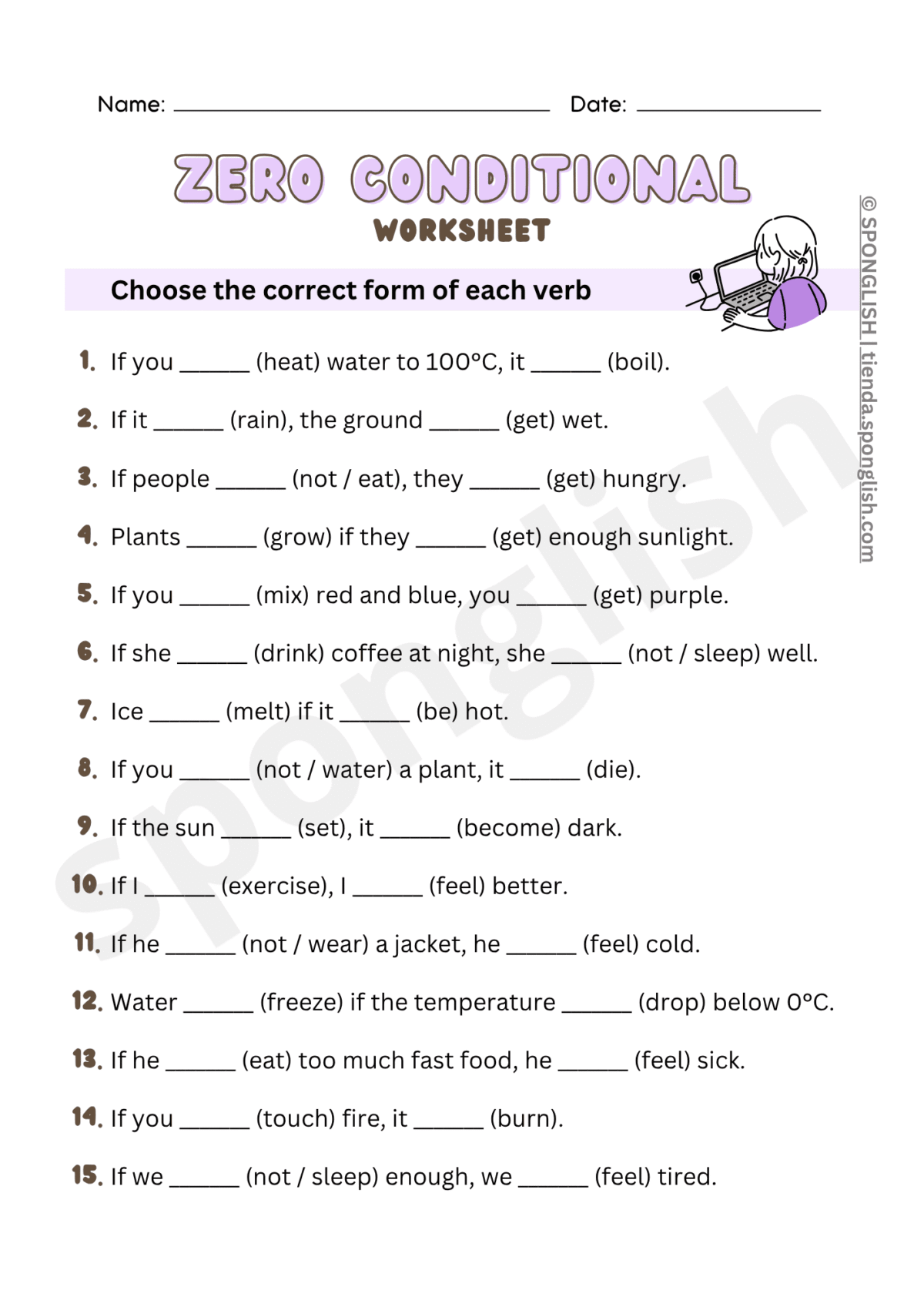 zero conditional worksheet