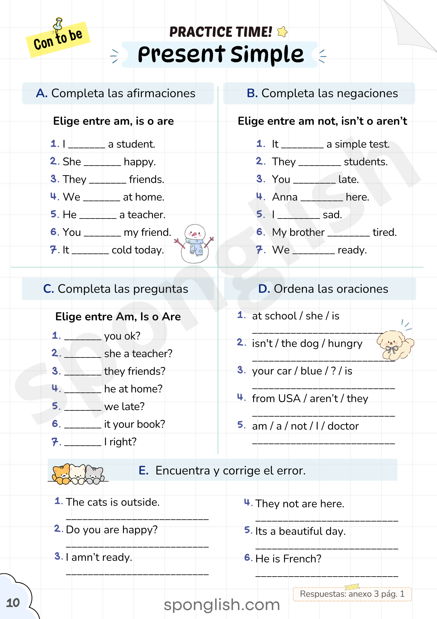 ejercicios present simple en inglés